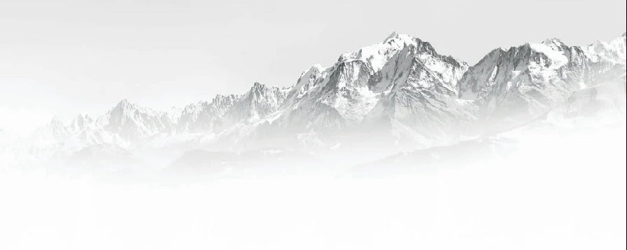 Papier peint Mont Blanc dans la brume noir et blanc, XXL, tendance