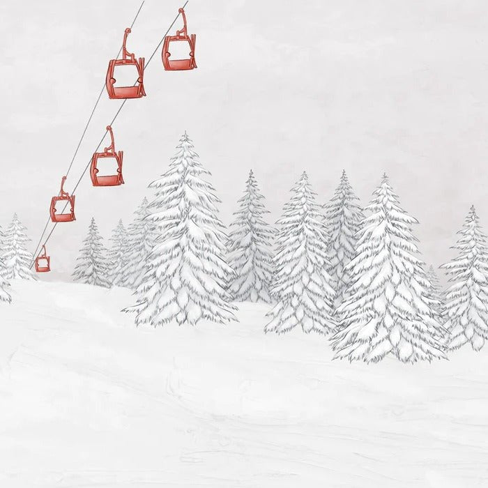 Papel pintado góndola roja montaña