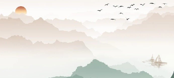 Papier peint montagne dans brume terracotta, XXL, tendance