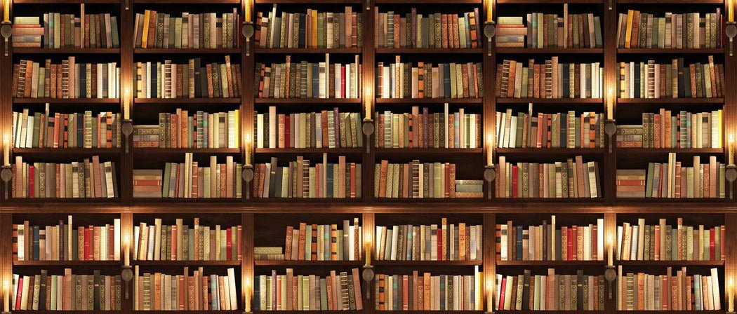 Papier peint trompe l'oeil Authentique Bibliothèque, XXL, tendance