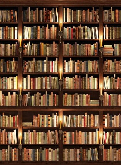 Papier peint trompe l'oeil Authentique Bibliothèque