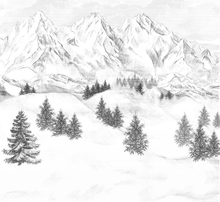 Papier peint montagne sommets de Chamonix, XXL, tendance