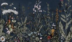 Papier peint panoramique bleu nuit floral
