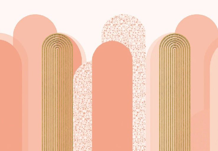 Papier peint Art déco graphique tendance rosé, XXL, tendance