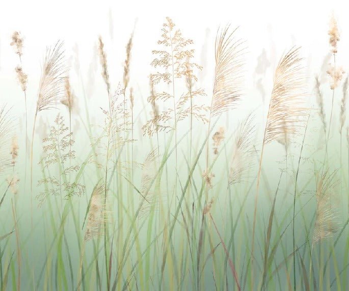 Tapete Blume von grünen Weizenfeldern