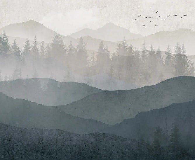 Papier peint panorama nature noir et blanc, XXL, tendance