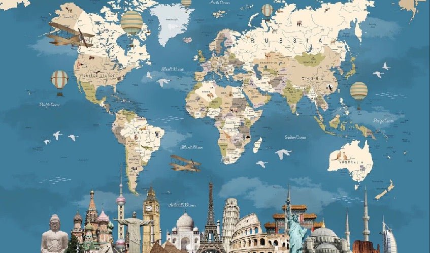Papier peint carte monde Monument World