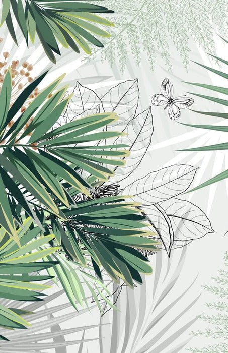 Panoramic nature green palm wallpaper