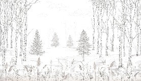 Papel pintado Bosque de árboles en blanco y negro