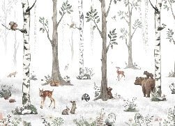 Primavera foresta animali carta da parati