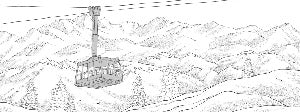 Papier peint La Plagne télécabine noir et blanc