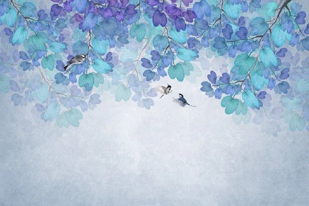 Papier peint feuille bleu, mural concept, tendance