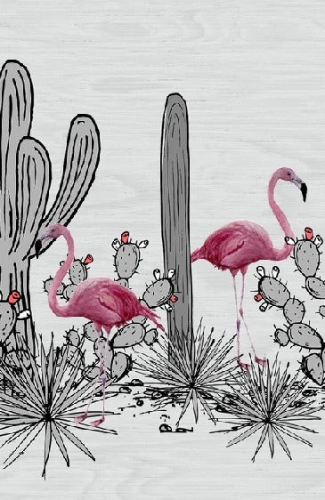 Panorama-Tapete Kaktus & Flamingo