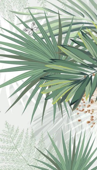 Panoramic nature green palm wallpaper