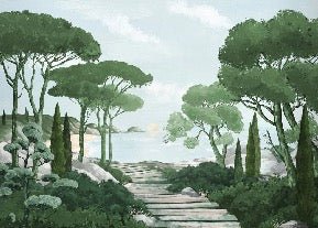 Papier peint balade dans les calanques vert, XXL, tendance