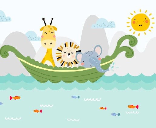 Papier peint chambre bébé bateau animaux