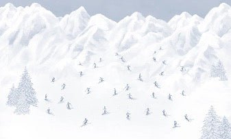 Tapete Berg Skifahrer blau