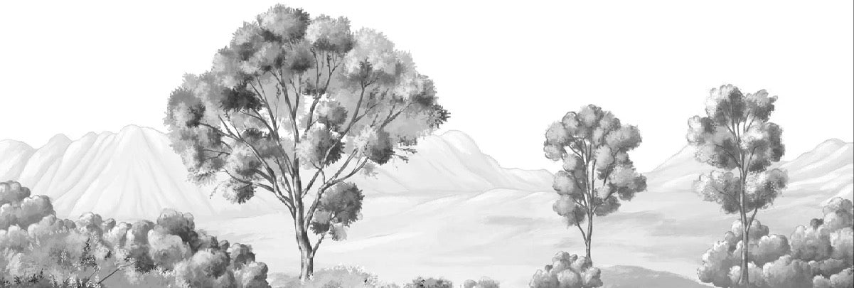 Papier peint paysage poétique noir et blanc, XXL, tendance