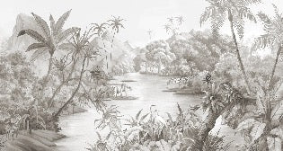 Papier peint panoramique jungle pittoresque, XXL, tendance