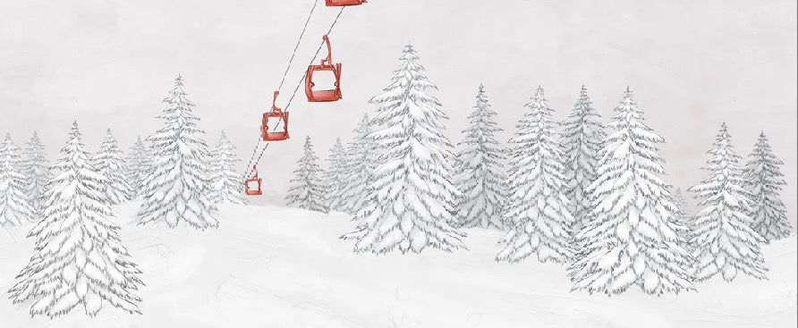 Carta da parati rossa per gondola di montagna
