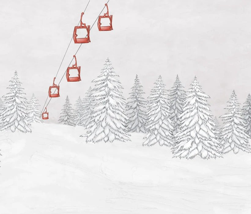 Papel pintado góndola roja montaña