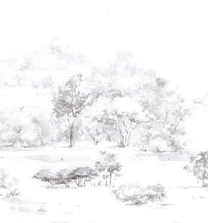 Papel pintado Bosque de pinos en acuarela