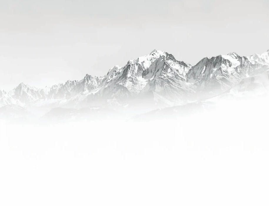 Papier peint Mont Blanc dans la brume noir et blanc, XXL, tendance