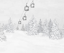 Papel pintado blanco y negro góndola montaña