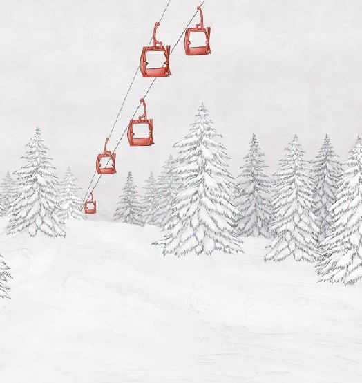 Papier peint montagne télécabine rouge, XXL, tendance