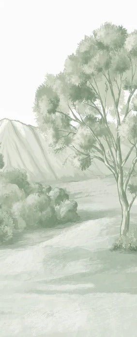 Papier peint paysage poétique vert, XXL, tendance