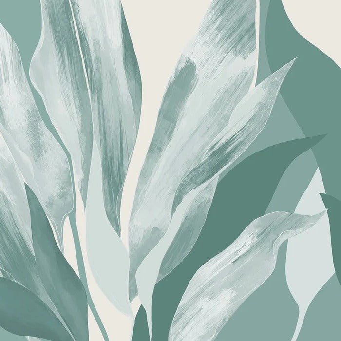 Papier peint panoramique étoffe florale vert d'eau, XXL, tendance