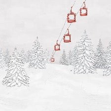 Papel pintado góndola roja montaña