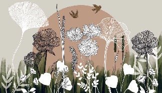 Carta da parati panoramica con illustrazione floreale