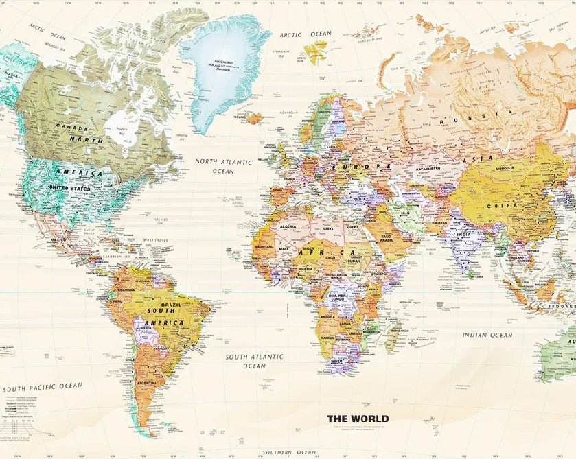 Papier peint original carte du monde, XXL, tendance