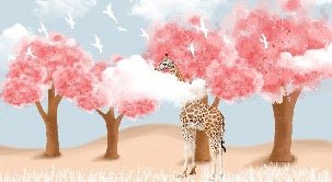 Carta da parati panoramica scandinava per bambini Giraffe & Trees