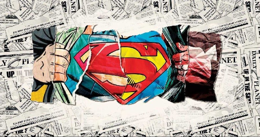 Papier peint panoramique héro superman BD ecu S journal presse, XXL, tendance