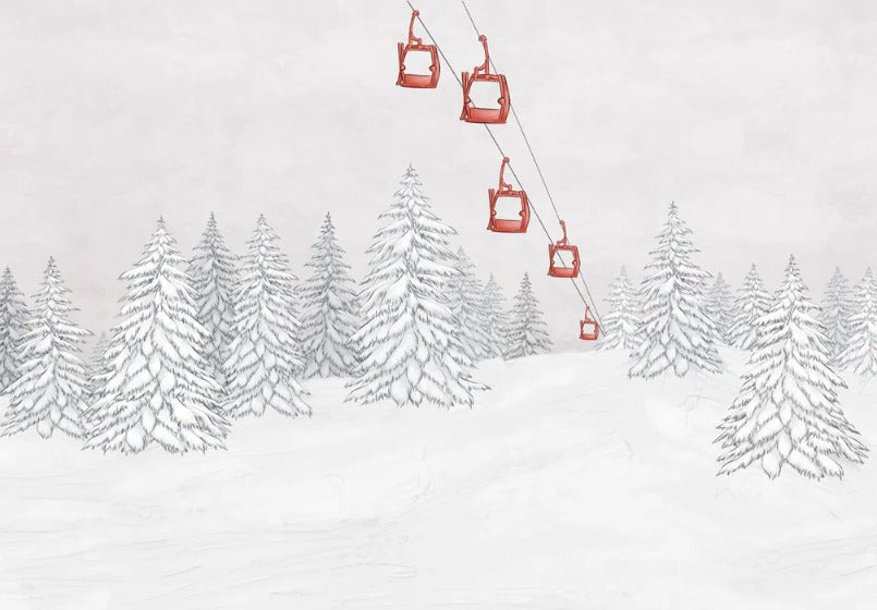 Papel pintado góndola roja montaña