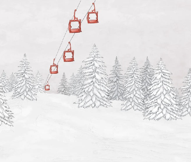 Papel pintado góndola roja montaña