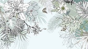 Papier peint tendance nature plante vert d'eau, XXL, tendance