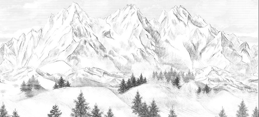 Papier peint montagne sommets de Chamonix, XXL, tendance