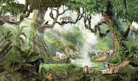 Papel pintado infantil jungla secreta