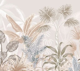 Papier peint salle de bain jungle terracotta