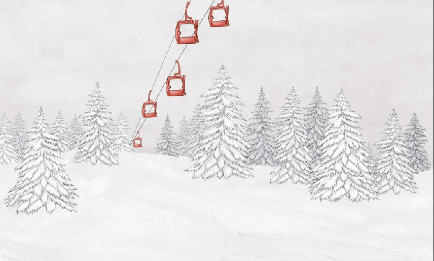 Carta da parati rossa per gondola di montagna