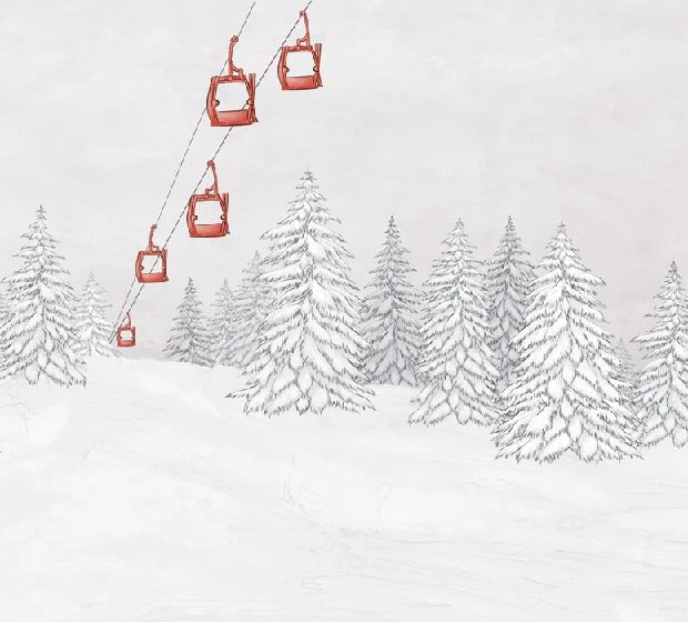 Papier peint montagne télécabine rouge, XXL, tendance