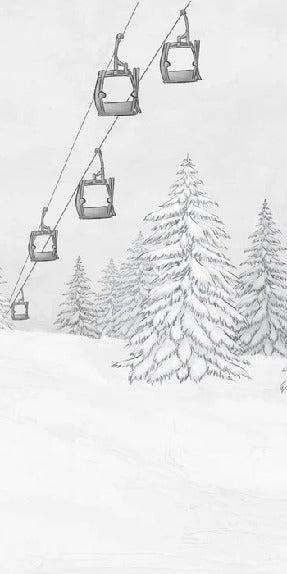 Carta da parati in bianco e nero per gondola di montagna