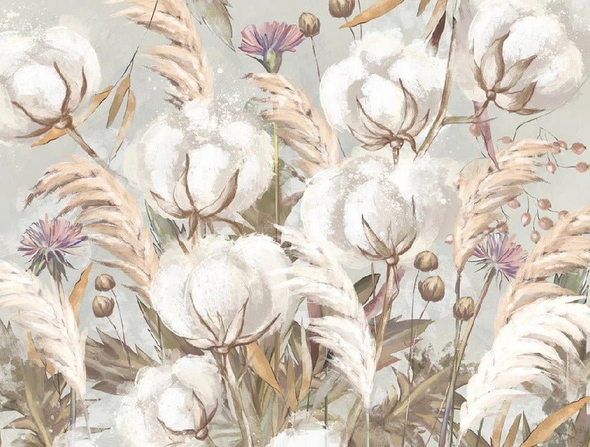 Papier peint panoramique fleur coton