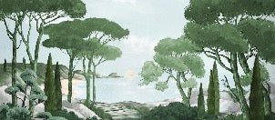 Papier peint balade dans les calanques vert, XXL, tendance