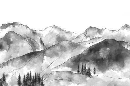 Carta da parati in bianco e nero dei monti Aravis
