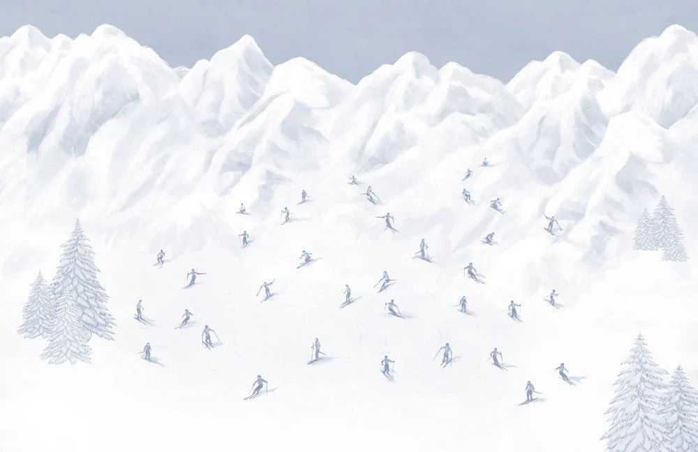 Fondo de esquiadores azules