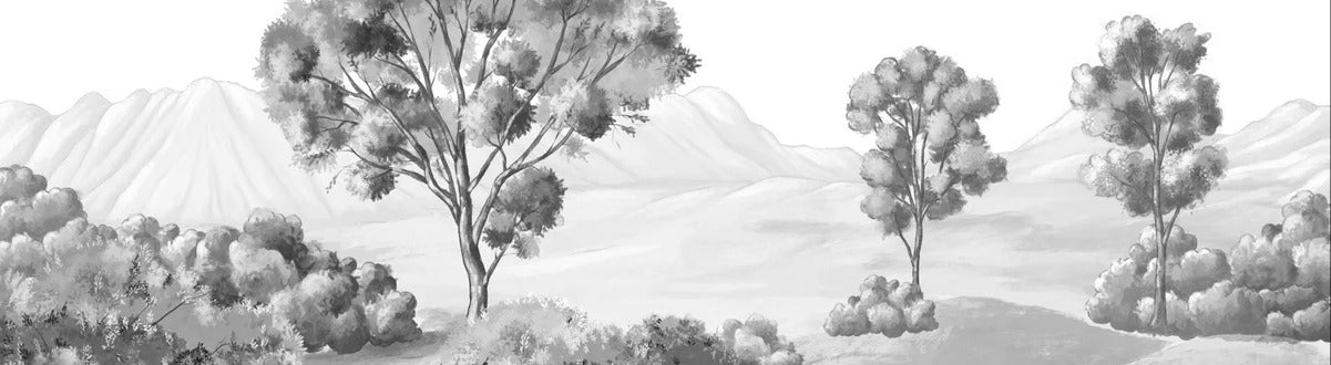 Papier peint paysage poétique noir et blanc, XXL, tendance